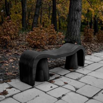 Contemporary Sculpted Wood Bench For Garden Or Patio - view 4 of 8