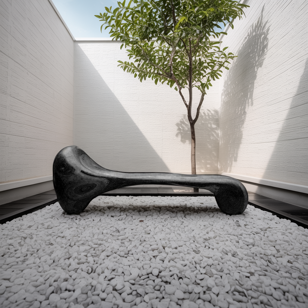 Sculptural Wood Bench For Garden Poolside Or Patio - view 4 of 8