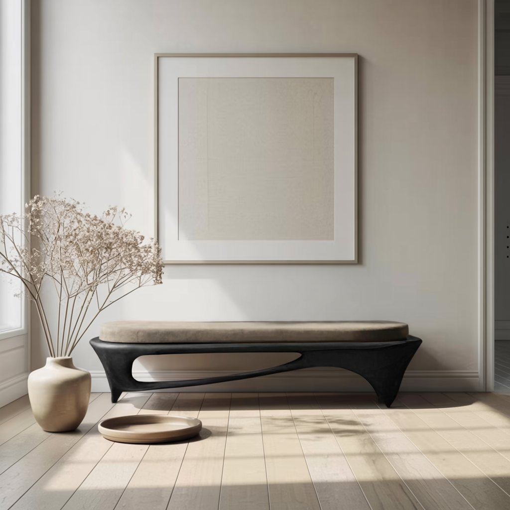 Modern Sculptural Entryway Bench For Living Room - view 4 of 8