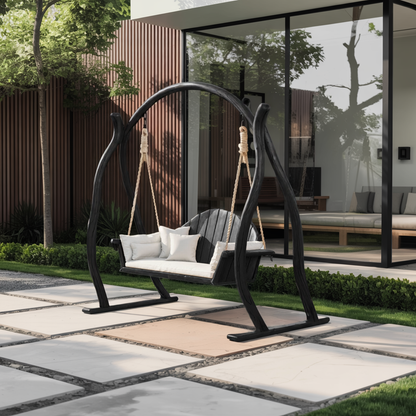 Curved Frame Garden Swing Bench For Outdoor Relaxation - view 4 of 8
