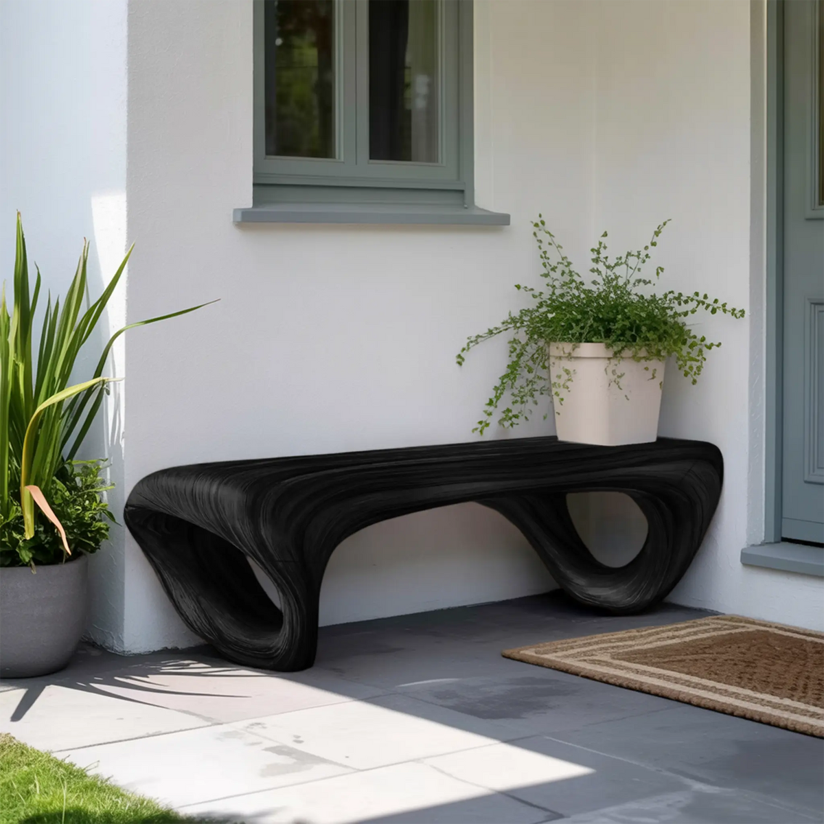 Modern Sculptural Outdoor Bench For Patio Or Garden Decor - view 4 of 8