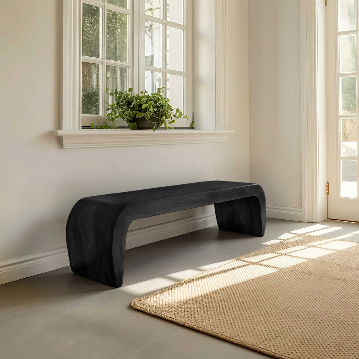 Contemporary Bench With Curved Design For Entryway - view 4 of 8