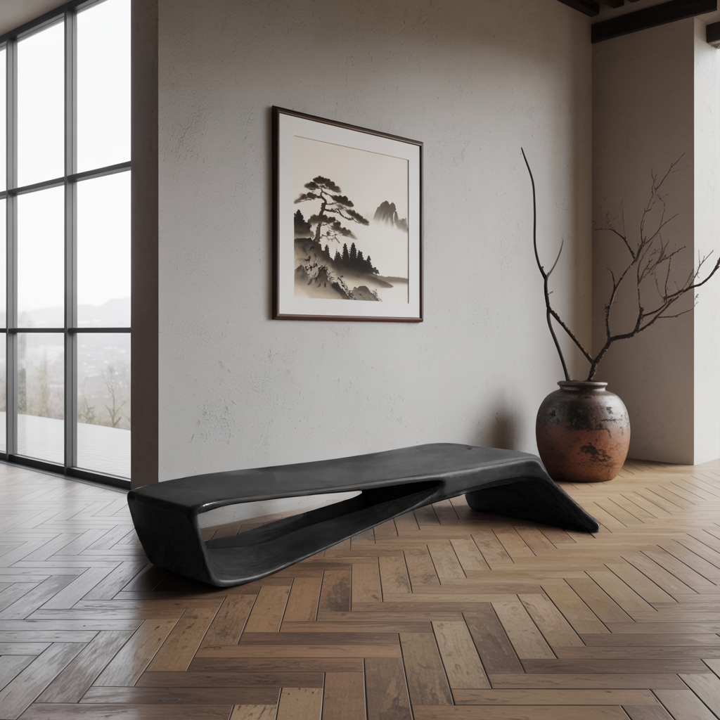 Contemporary Sculptural Bench For Entryway Hallway And Office - view 4 of 8