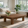 Rustic Solid Wood Coffee Table with Chunky Legs - view 3 of 9