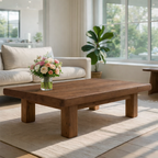 Rustic Solid Wood Coffee Table with Chunky Legs - view 3 of 9