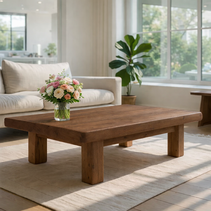 Rustic Solid Wood Coffee Table with Chunky Legs - view 3 of 9