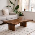 Solid Wood Coffee Table with Live Edge Top and Minimal Block Legs - view 1 of 9
