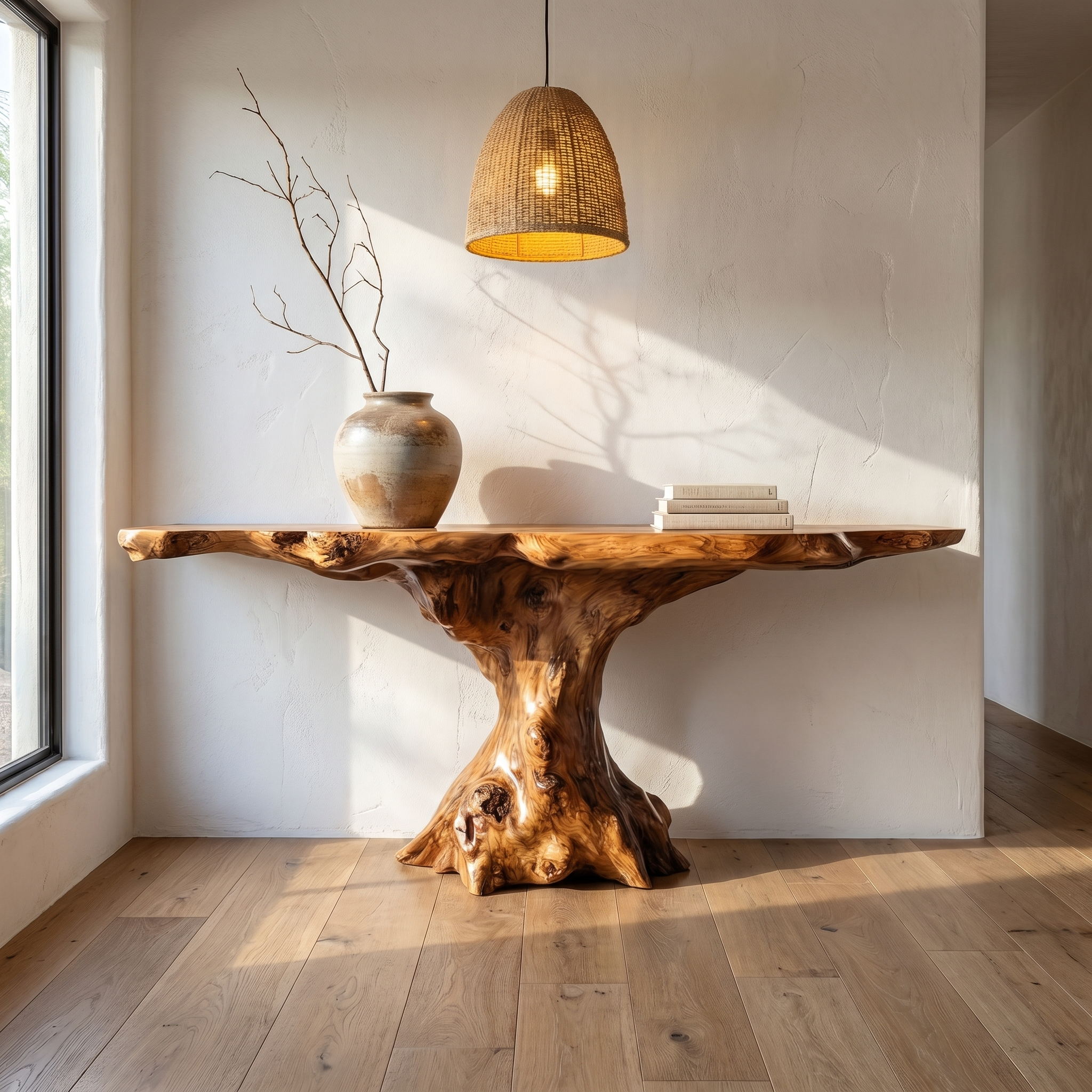 Rustic Console Table Organic Wood Slab Artist Studio - view 6 of 8