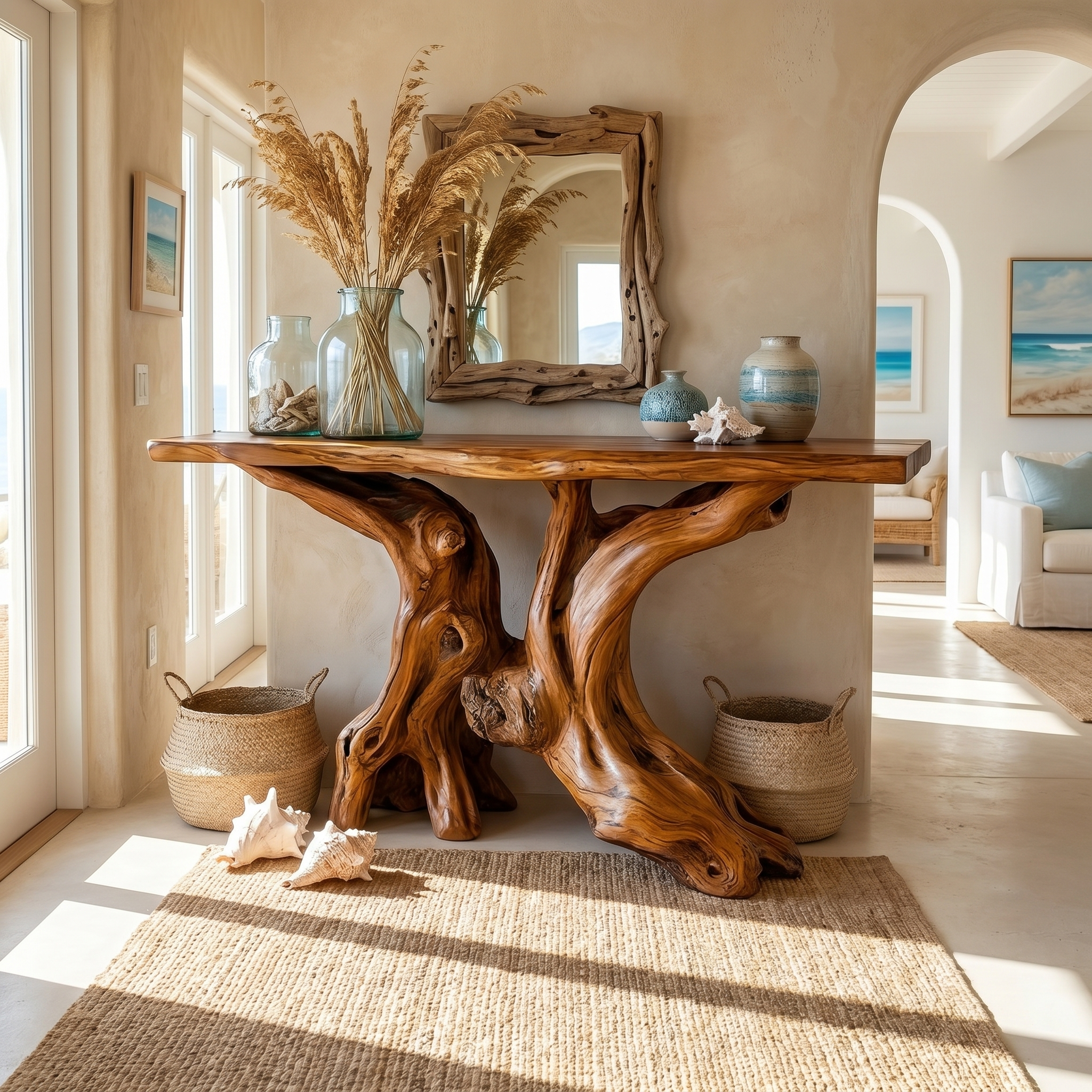 Mid Century Organic Wood Console Table Entryway - view 6 of 8