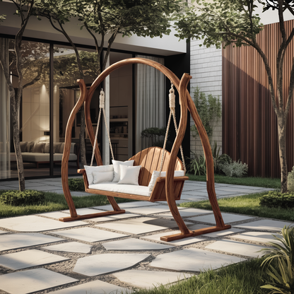Curved Frame Garden Swing Bench For Outdoor Relaxation - view 6 of 8