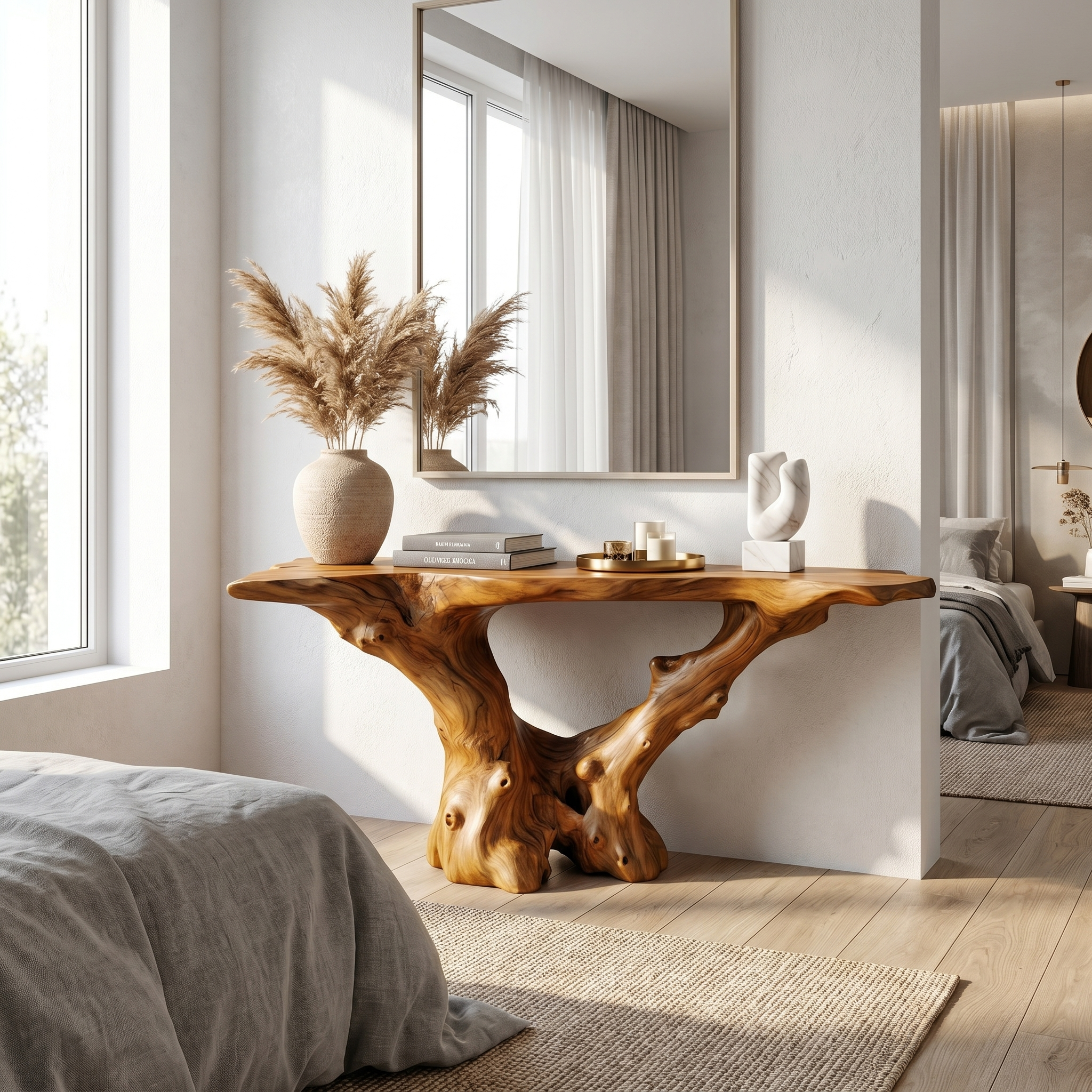 Rustic Handcrafted Wood Console Table Living Room - view 6 of 8