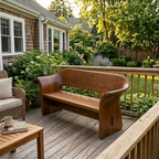 Solid Wood Outdoor Bench with Curved Wraparound Backrest Patio Garden Seating - view 2 of 7