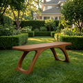 Solid Wood Outdoor Bench with Sculptural Cut-Out Legs and Organic Curved Frame - view 3 of 7