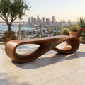 Handcrafted Solid Wood Outdoor Bench – Modern Loop Sculptural Patio Seating - view 1 of 7