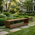 Solid Wood Outdoor Bench with Open Shelf Base and Rounded Waterfall Frame - view 3 of 8