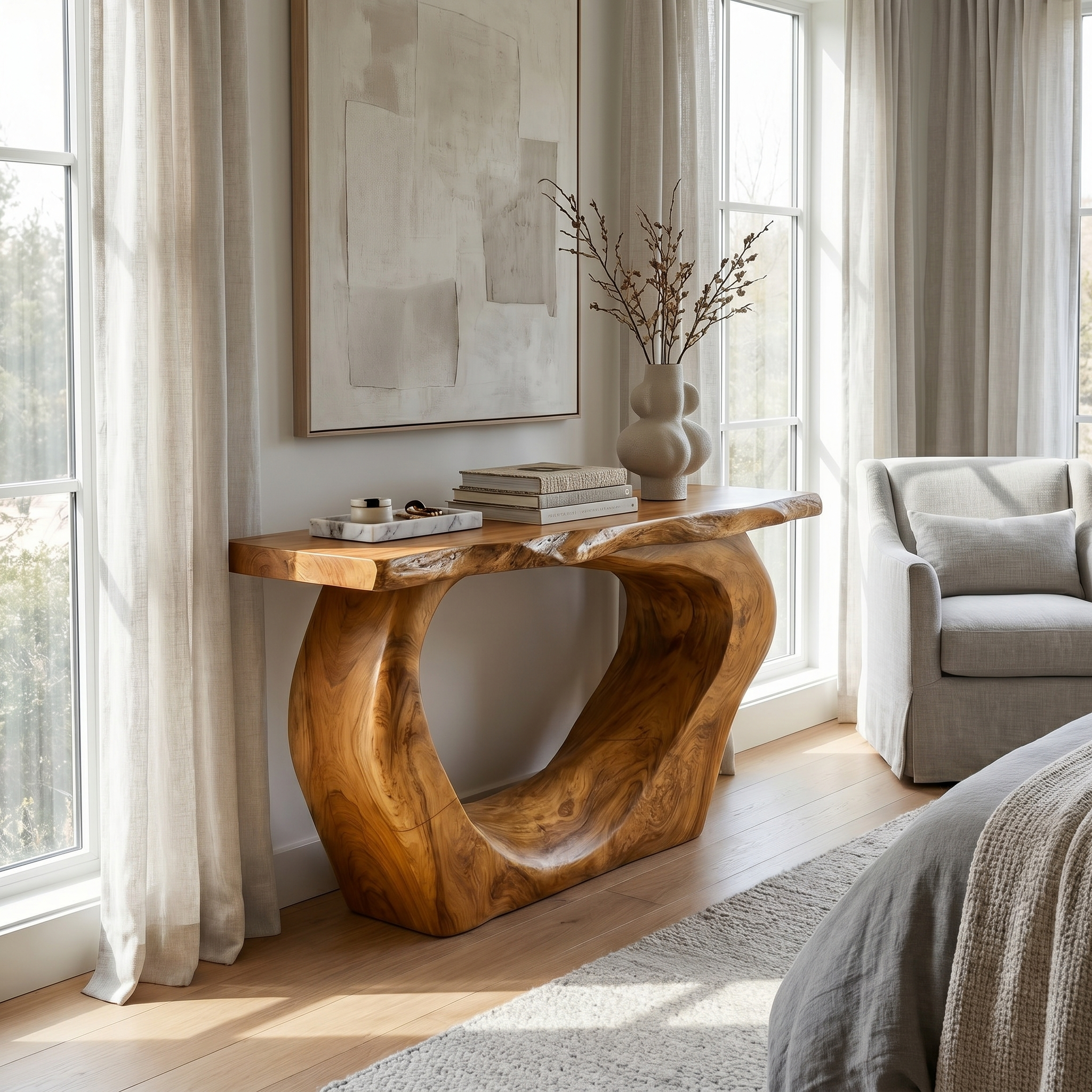 Handcrafted Sculpted Console Table  Living Room Interior Feature Accent - view 6 of 8