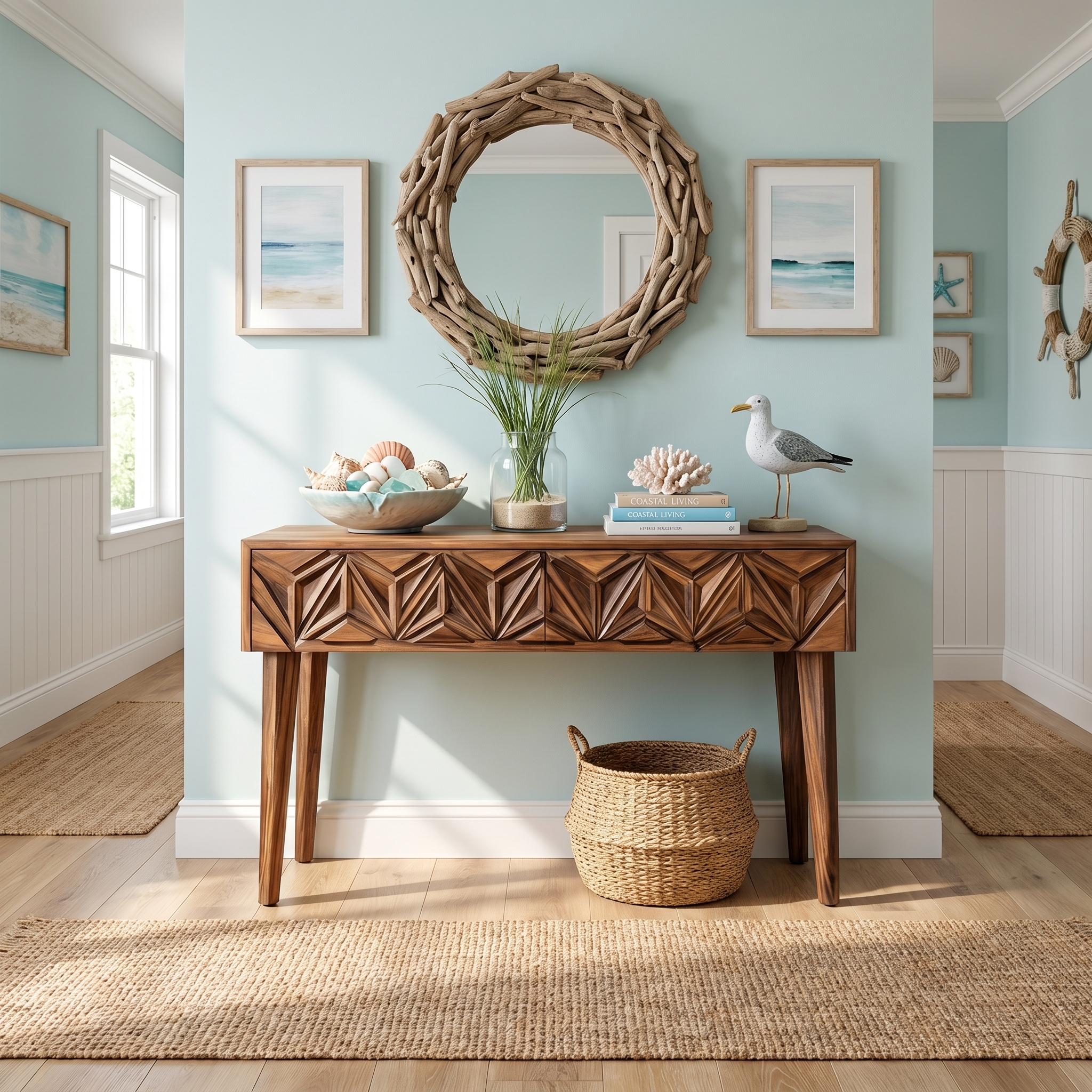 Rustic Carved Console Table Christmas Entryway Holiday Decor - view 6 of 8