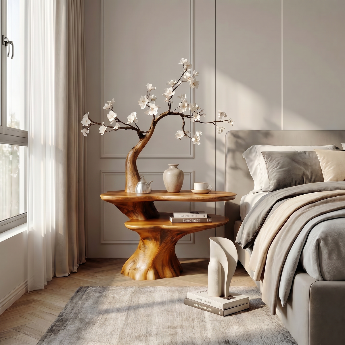 Rustic Bedside Table Bedroom And Living Room - view 6 of 8