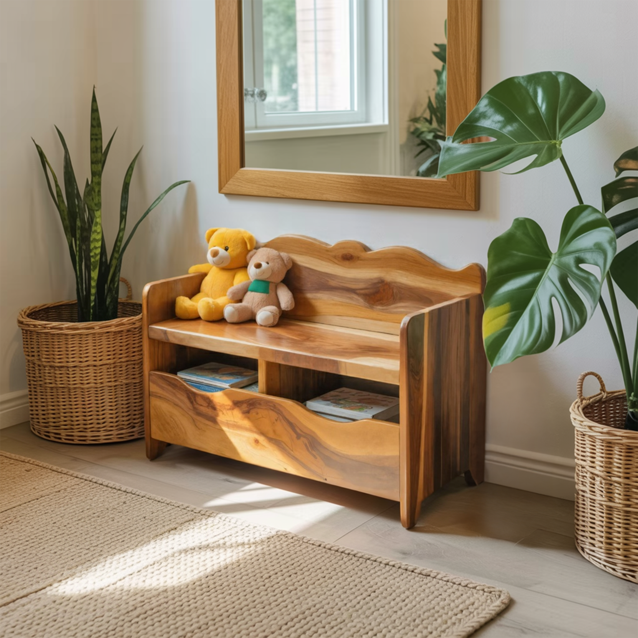Montessori Bench With Book Storage For Kids Room Entryway And Playroom - view 6 of 8