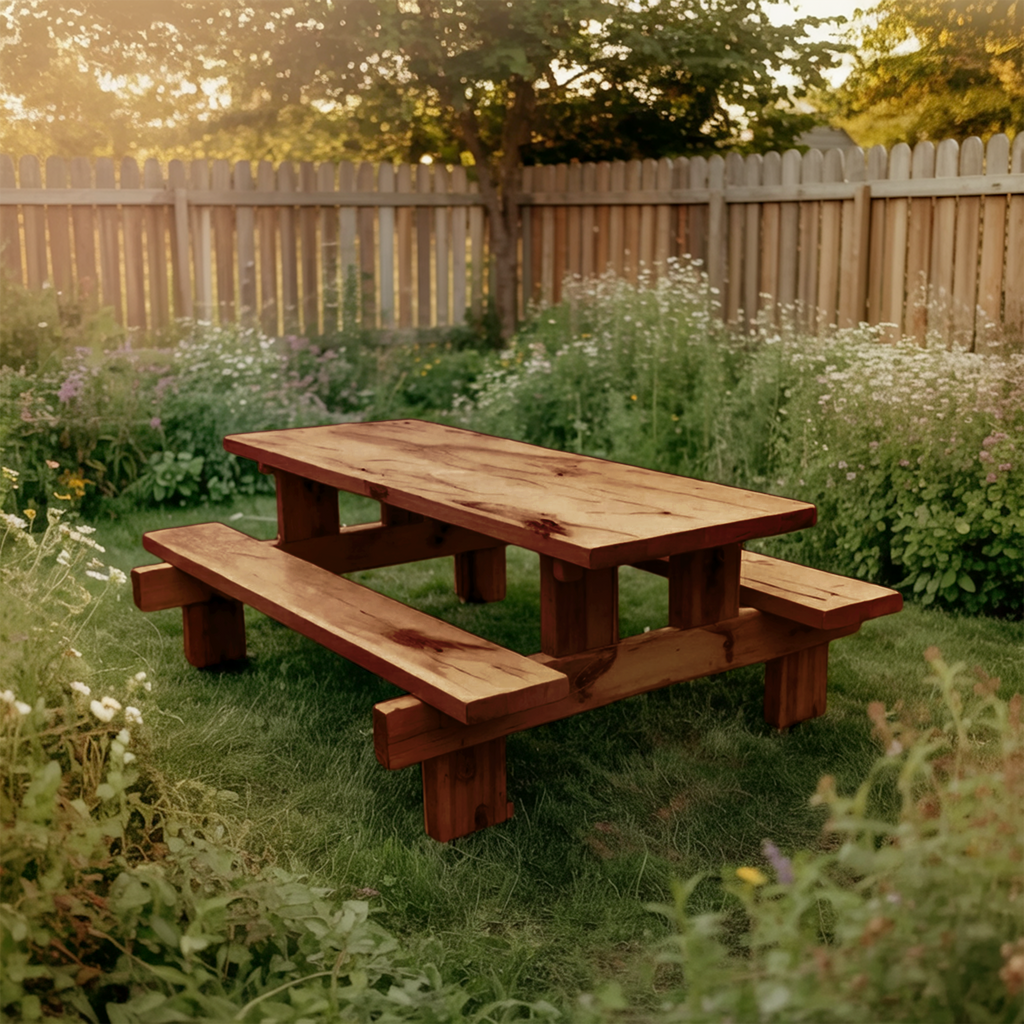 Minimalist Outdoor Picnic Table With Benches For Garden Or Cabin - view 6 of 8