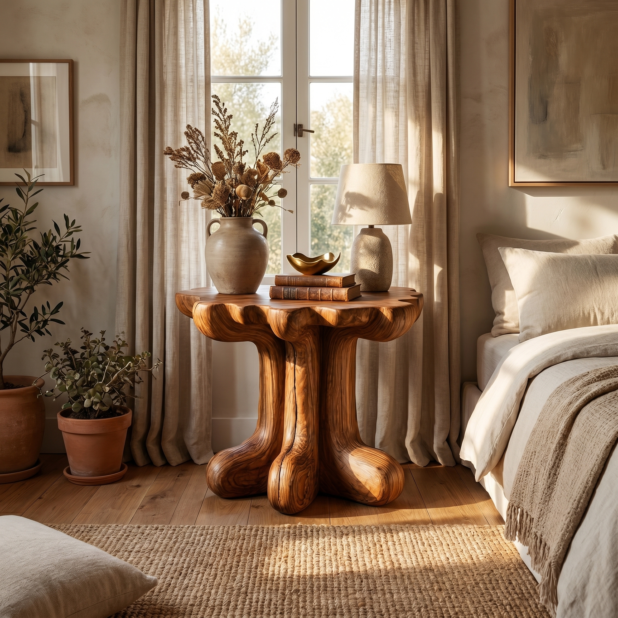 Rustic End Table Christmas Natural Living Room Display - view 6 of 8