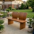 Solid Wood Outdoor Bench with Dual Curved Backrests Modern Sculptural Seating - view 2 of 7