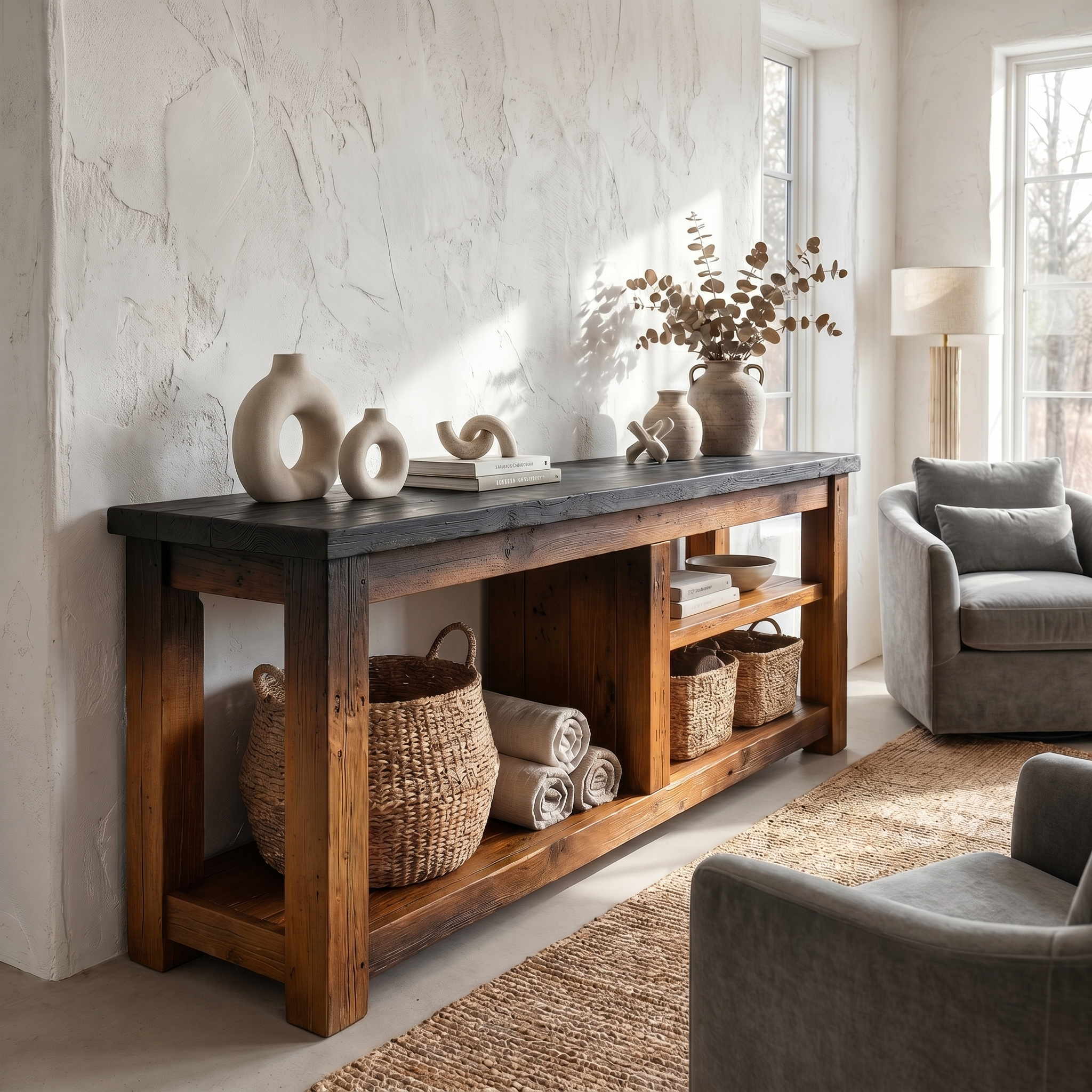Rustic TV Console Table Living Room - view 6 of 8