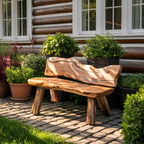 Rustic Live Edge Garden Bench For Patio Backyard And Forest Cabin - view 6 of 8