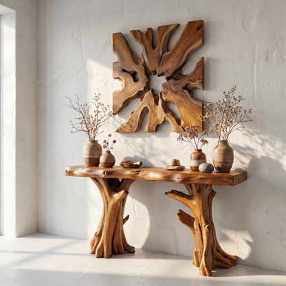 Coastal Driftwood Console Table  Natural Tree Trunk Legs - view 6 of 8