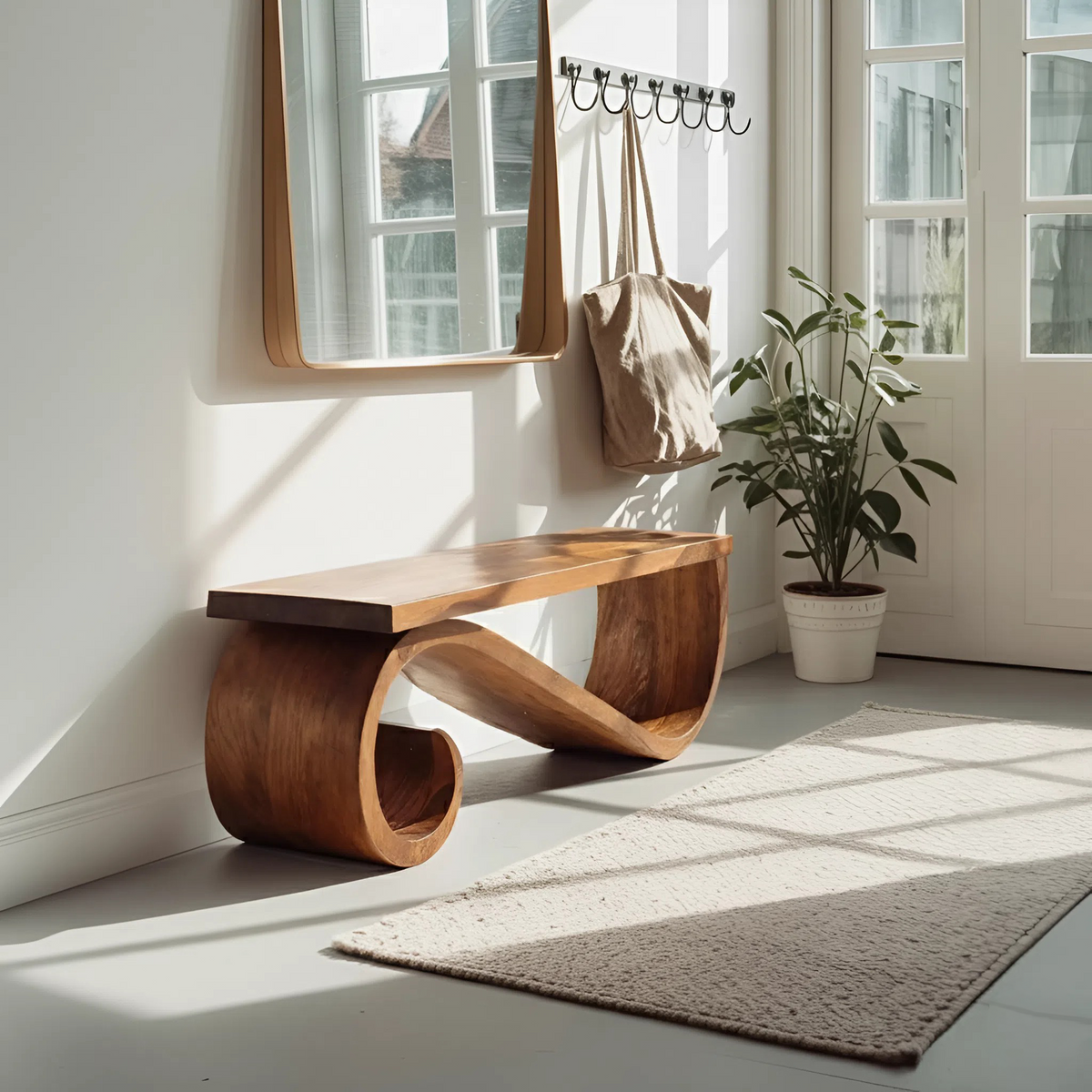 Organic Sculptural Bench For Entryway Or Living Room - view 6 of 8