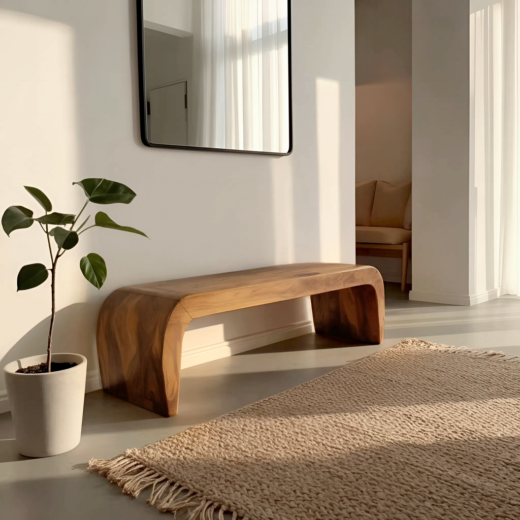 Contemporary Bench With Curved Design For Entryway - view 6 of 8