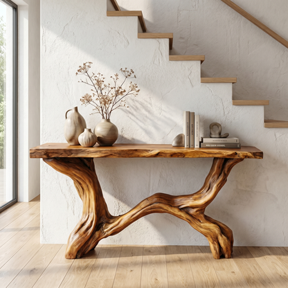 Live Edge Console Table Solid Wood Rustic Driftwood Gift - view 6 of 8
