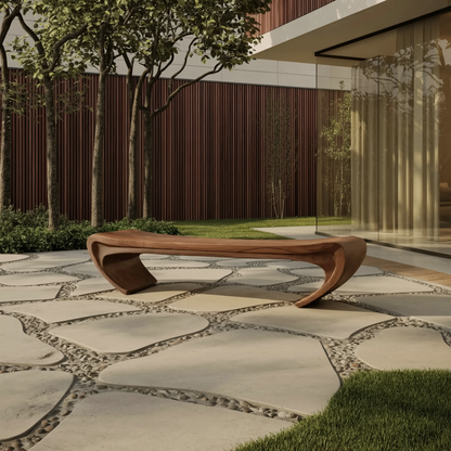 Modern Sculptural Wood Bench For Entryway Or Living Room - view 6 of 8