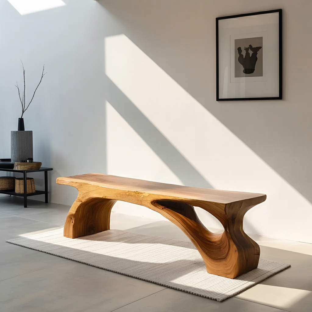 Organic Live Edge Bench For Modern Entryway Or Living Room - view 6 of 8