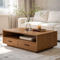 Solid Wood Coffee Table with Storage Drawers, Modern Design for Living Room - view 4 of 9