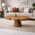 Solid Wood Coffee Table with Organic Edge Top Modern Sculptural Living Room Table - view 3 of 9
