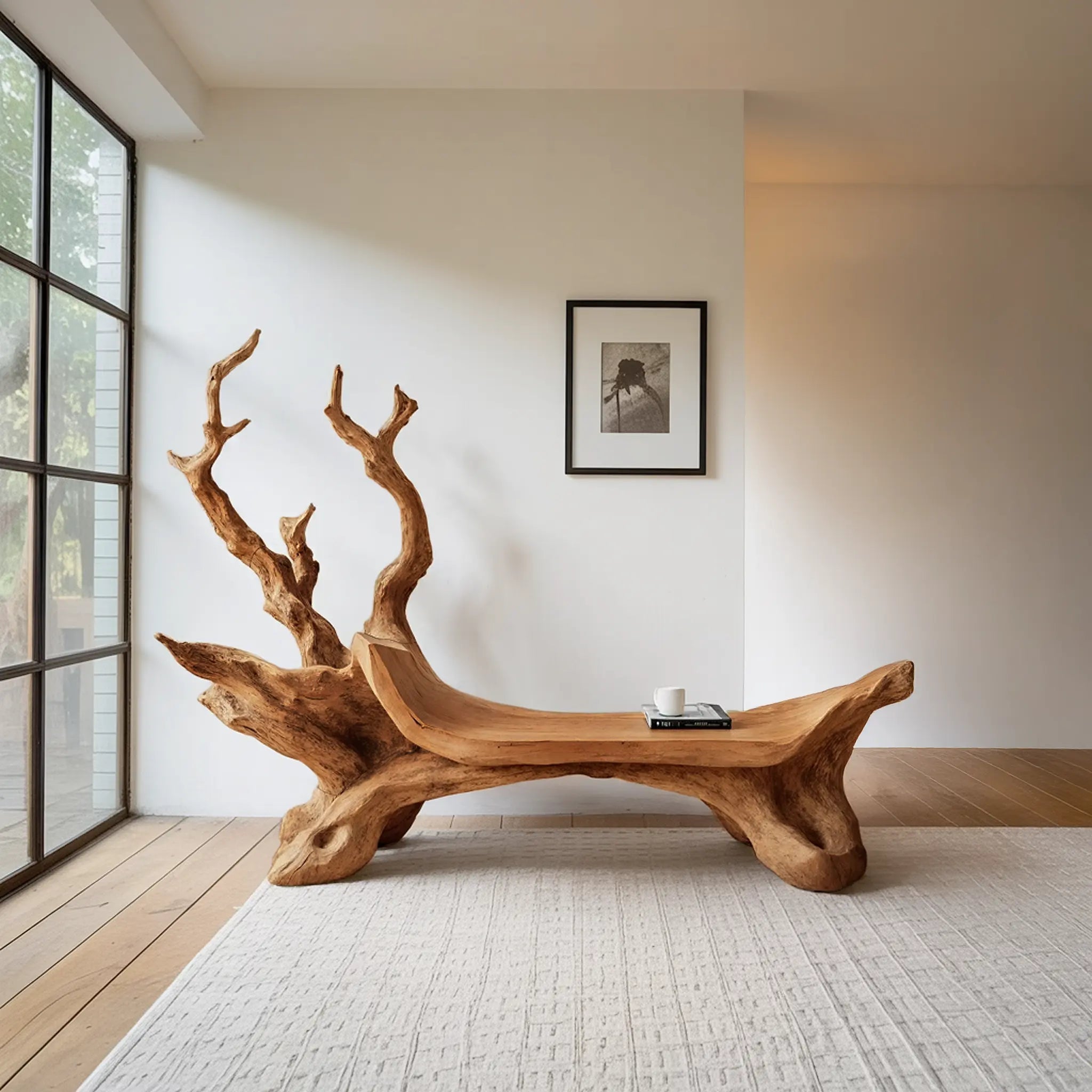 Mid Century Wooden Bench For Modern Living Room Decor - view 6 of 8