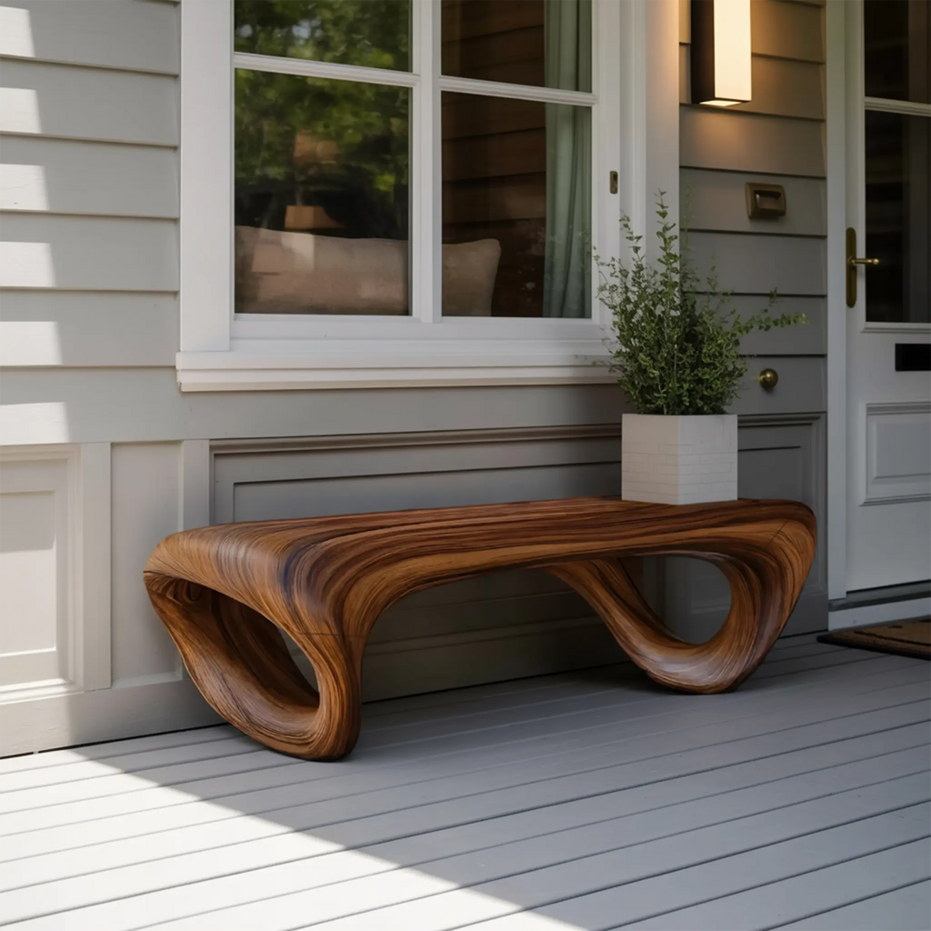 Modern Sculptural Outdoor Bench For Patio Or Garden Decor - view 6 of 8