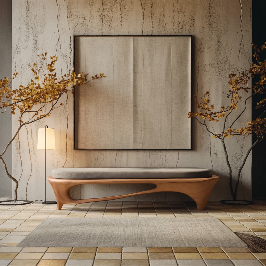 Modern Sculptural Entryway Bench For Living Room - view 6 of 8