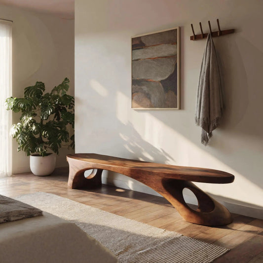 Modern Sculptural Bench With Organic Design For Entryway - view 1 of 7