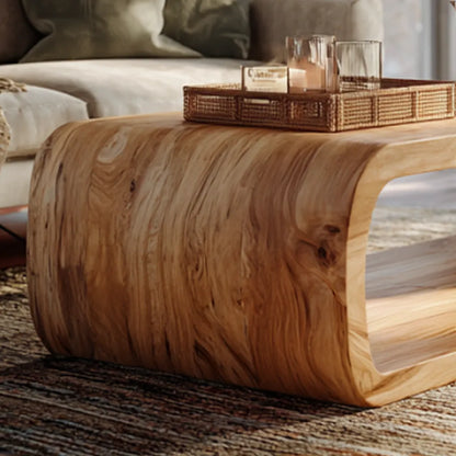 Curved Base Coffee Table in Solid Wood with Seamless Form - view 4 of 6