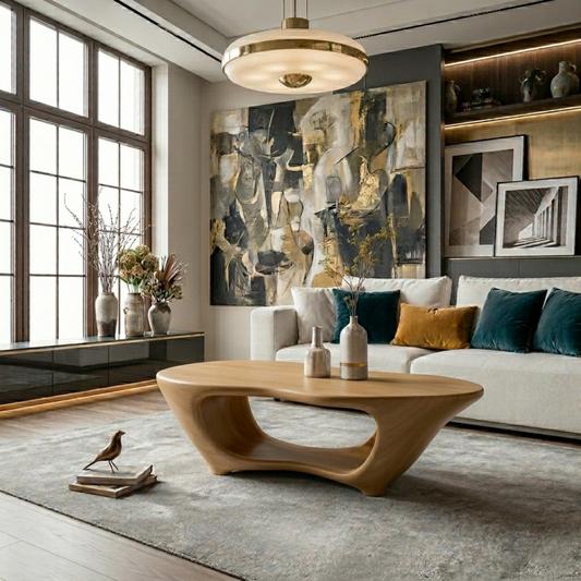 Sculptural Solid Wood Coffee Table – Modern Organic Living Room Center Table - view 1 of 8