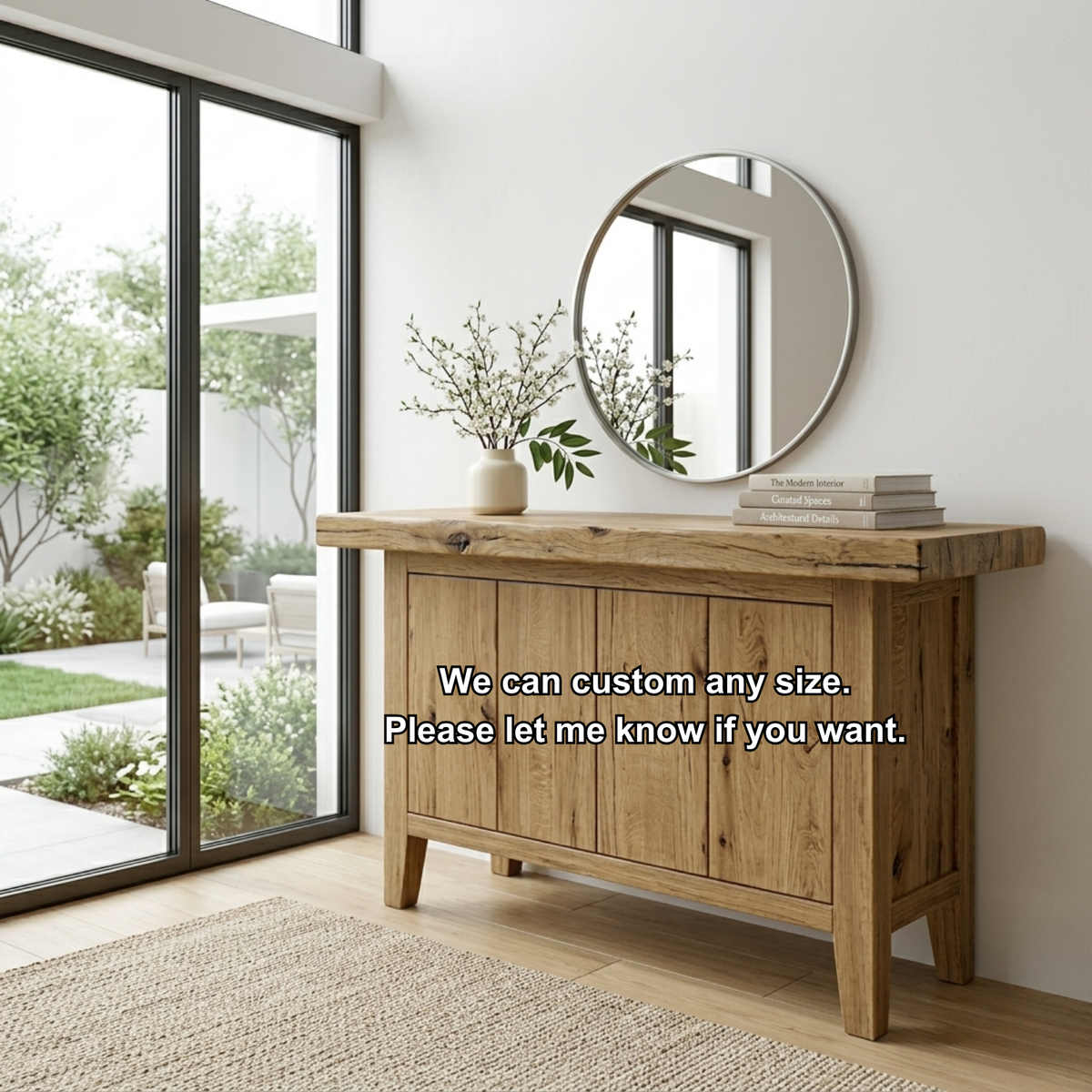 Solid Wood Console Table with Cabinet Storage – Modern Rustic Entryway Sideboard - view 7 of 7