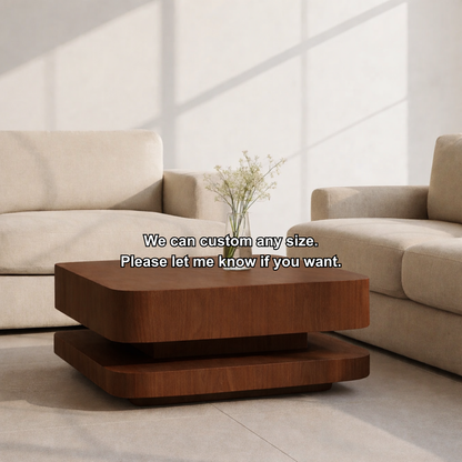 Solid Wood Coffee Table with Rounded Corners – Modern Minimalist Walnut Living Room Table - view 9 of 9