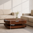 Solid Wood Coffee Table with Rounded Corners – Modern Minimalist Walnut Living Room Table - view 7 of 9