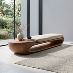 Organic Curved Solid Wood Entryway Bench with Sculptural Open Base Design - view 4 of 9