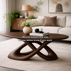 Solid Wood Sculptural Coffee Table with Curved Base - view 7 of 8