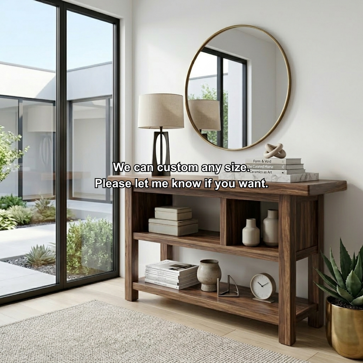 Solid Wood Console Table with Open Shelves – Modern Minimalist Entryway Display Table - view 7 of 7