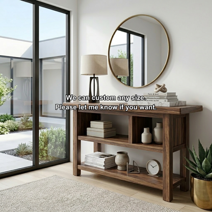 Solid Wood Console Table with Open Shelves – Modern Minimalist Entryway Display Table - view 7 of 7