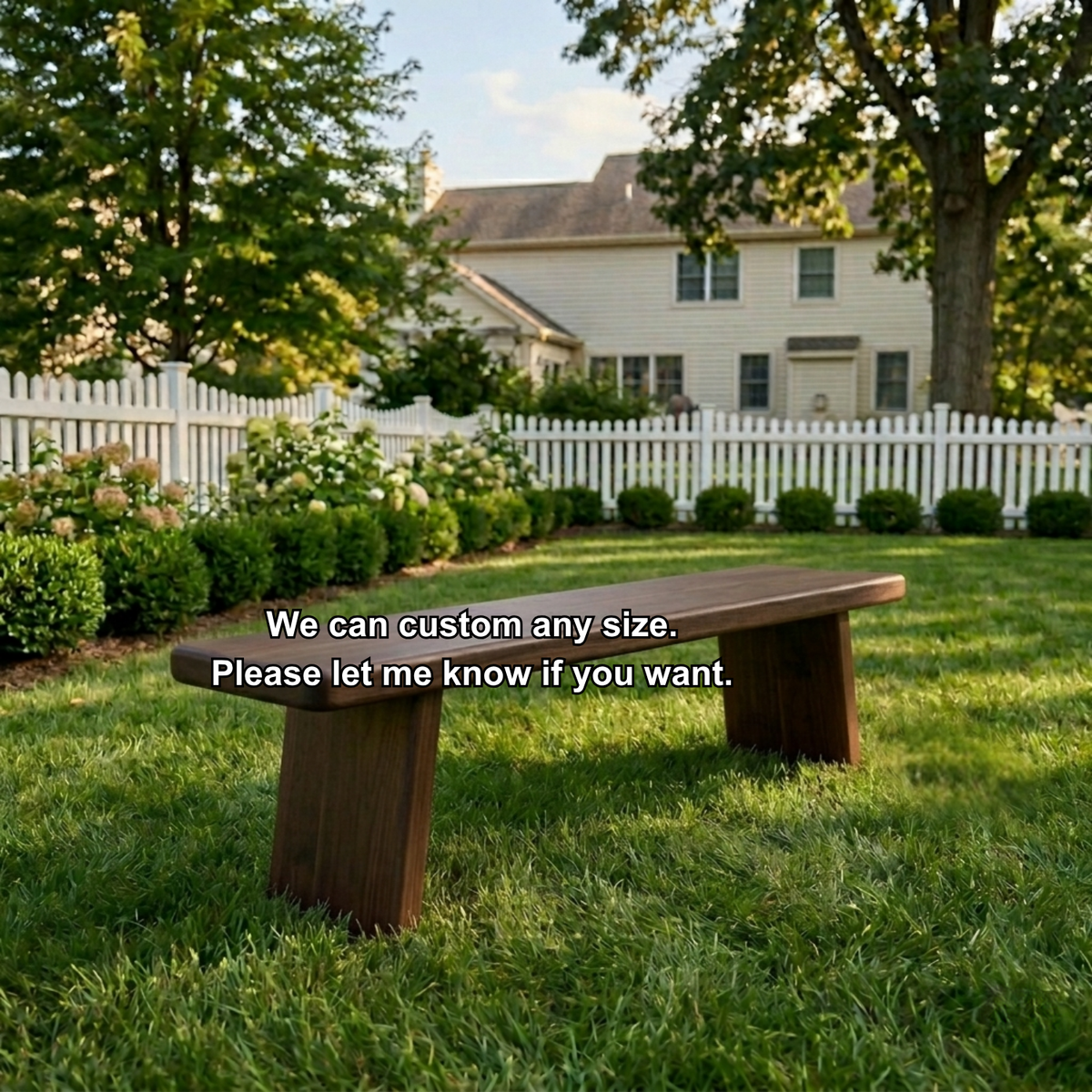Solid Wood Outdoor Bench with Minimalist Slab Seat and Tapered Block Legs - view 7 of 7